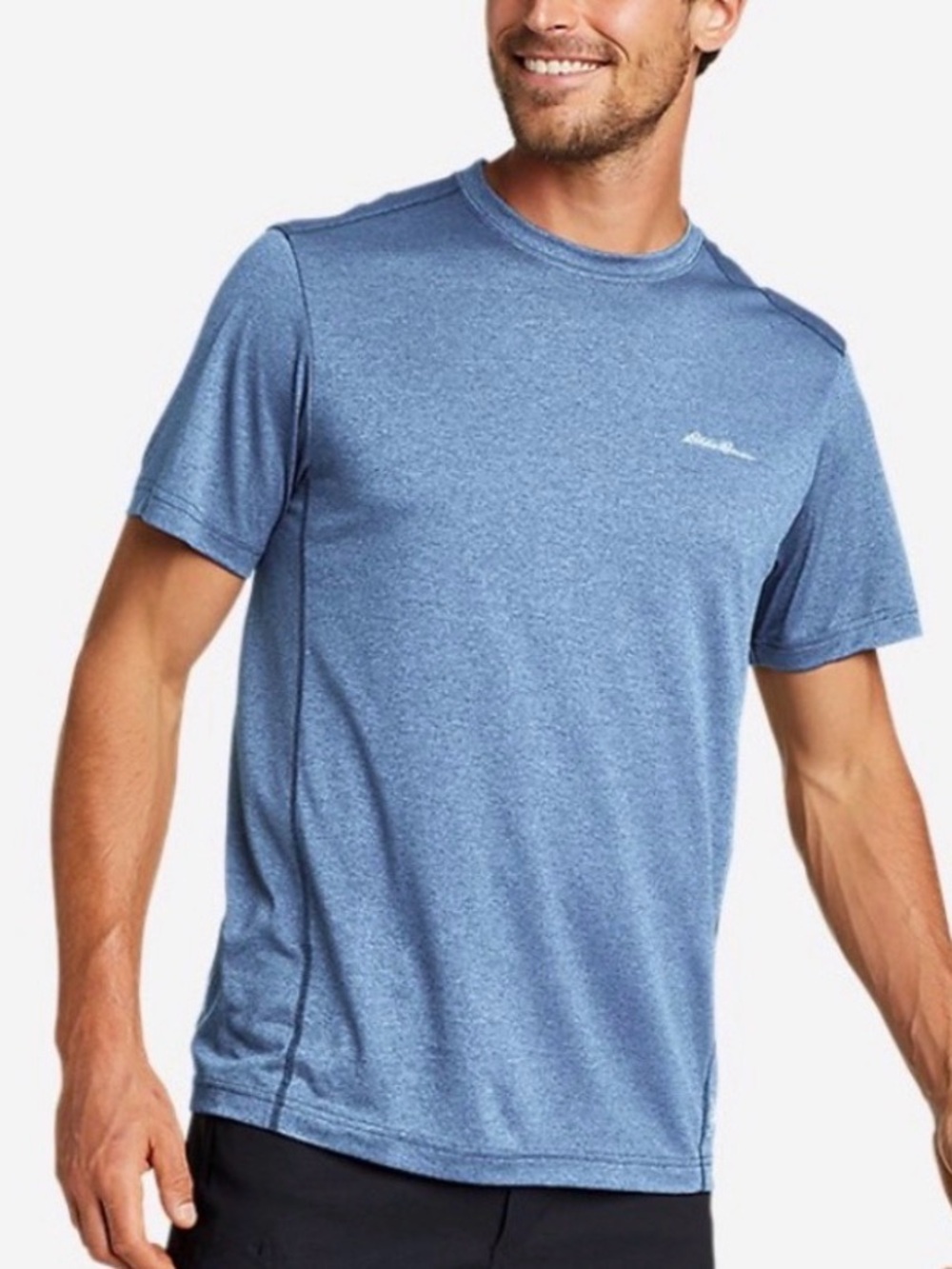 Eddie Bauer Heathered Light Blue Performance Short Sleeve Tee